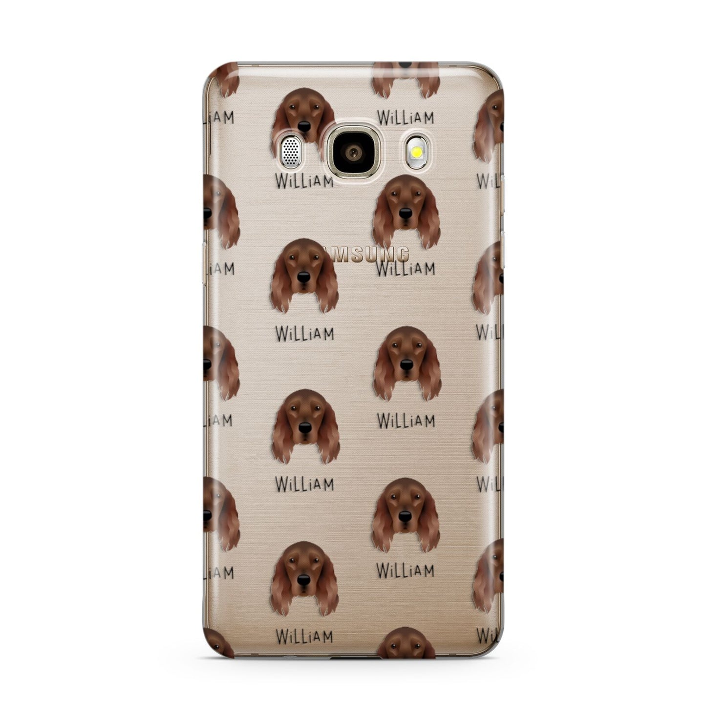 Irish Setter Icon with Name Samsung Galaxy J7 2016 Case on gold phone