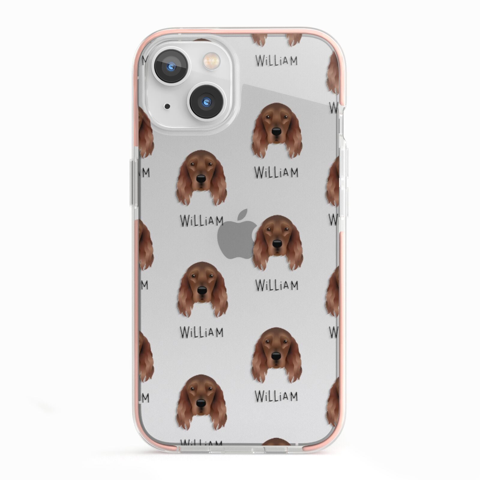 Irish Setter Icon with Name iPhone 13 TPU Impact Case with Pink Edges