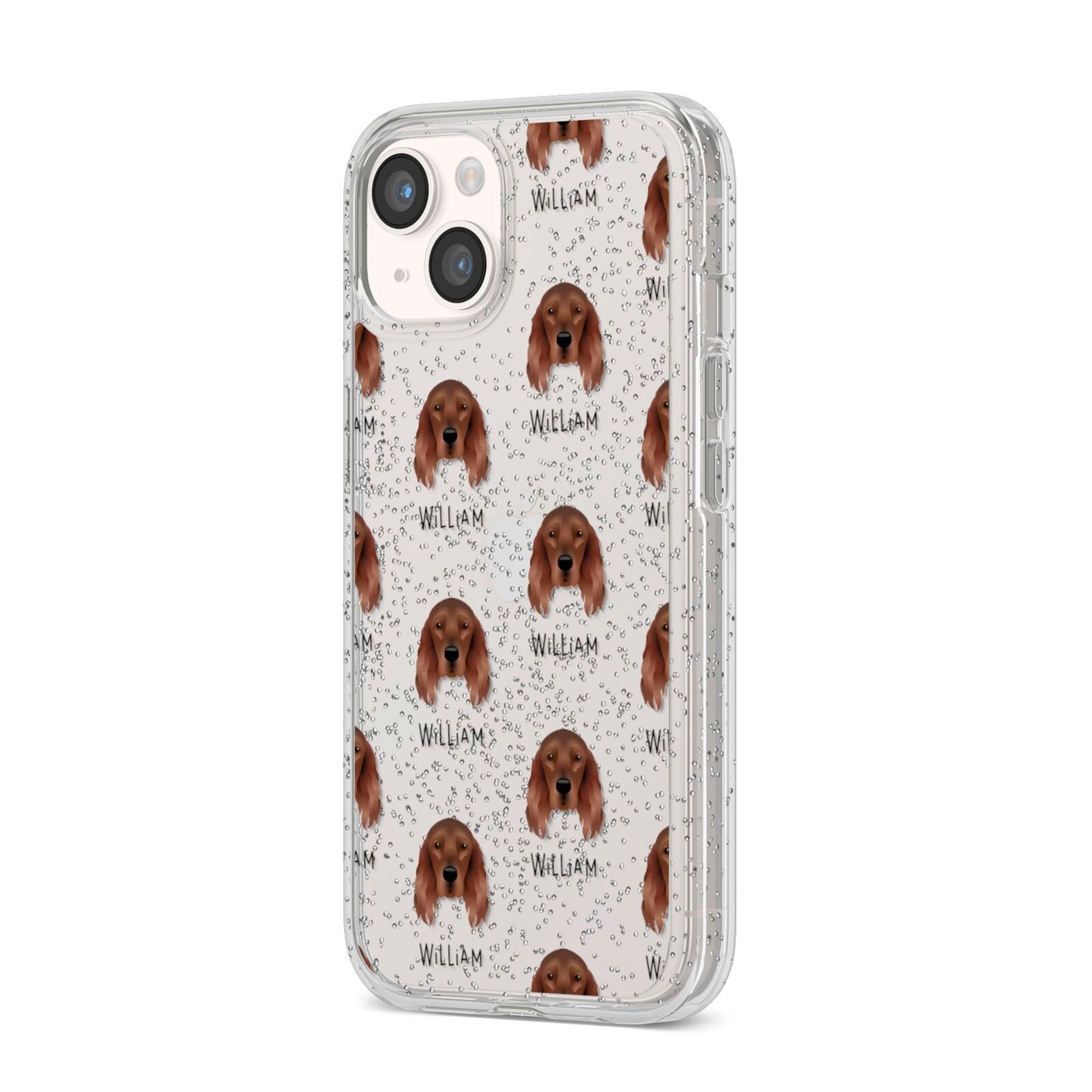 Irish Setter Icon with Name iPhone 14 Glitter Tough Case Starlight Angled Image