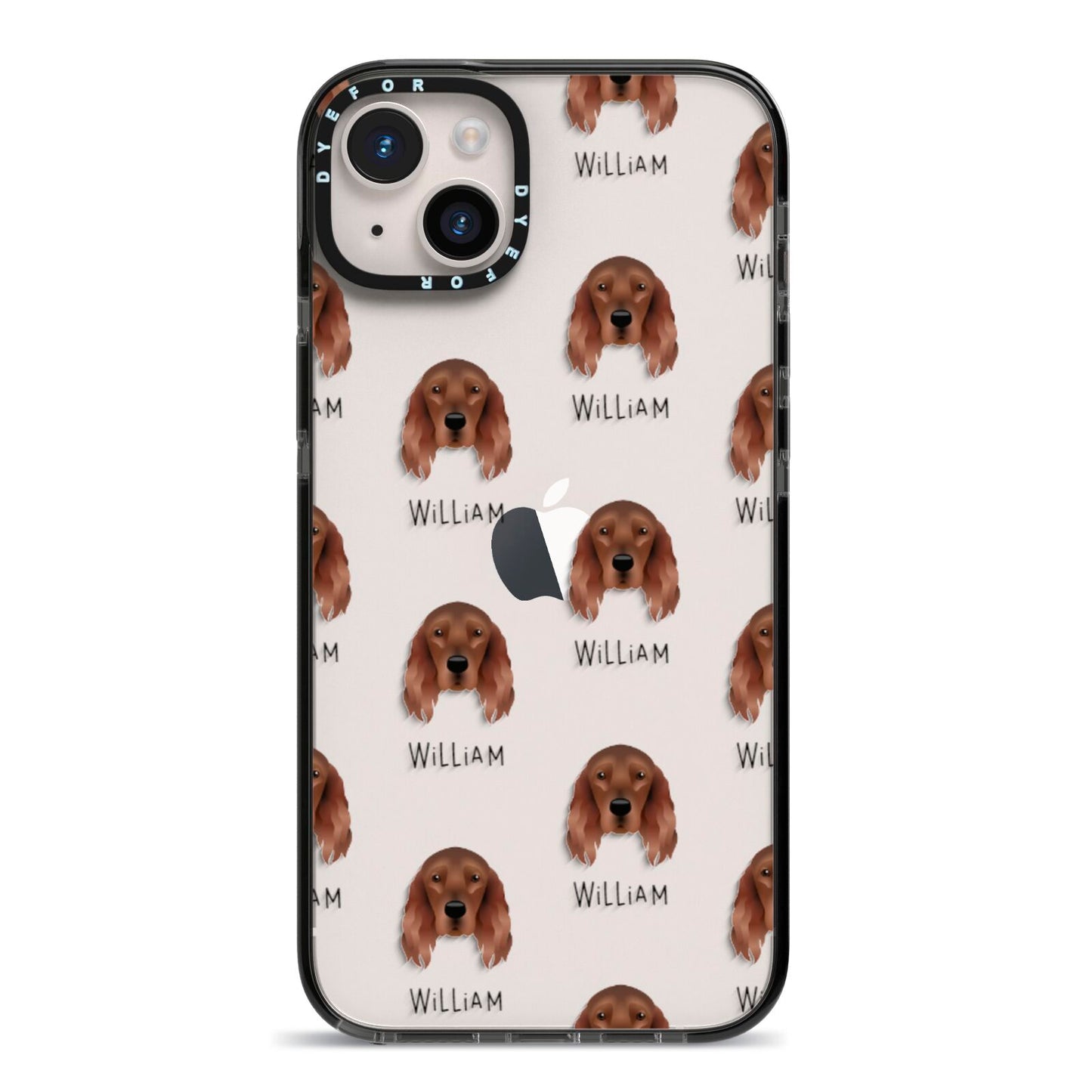 Irish Setter Icon with Name iPhone 14 Plus Black Impact Case on Silver phone