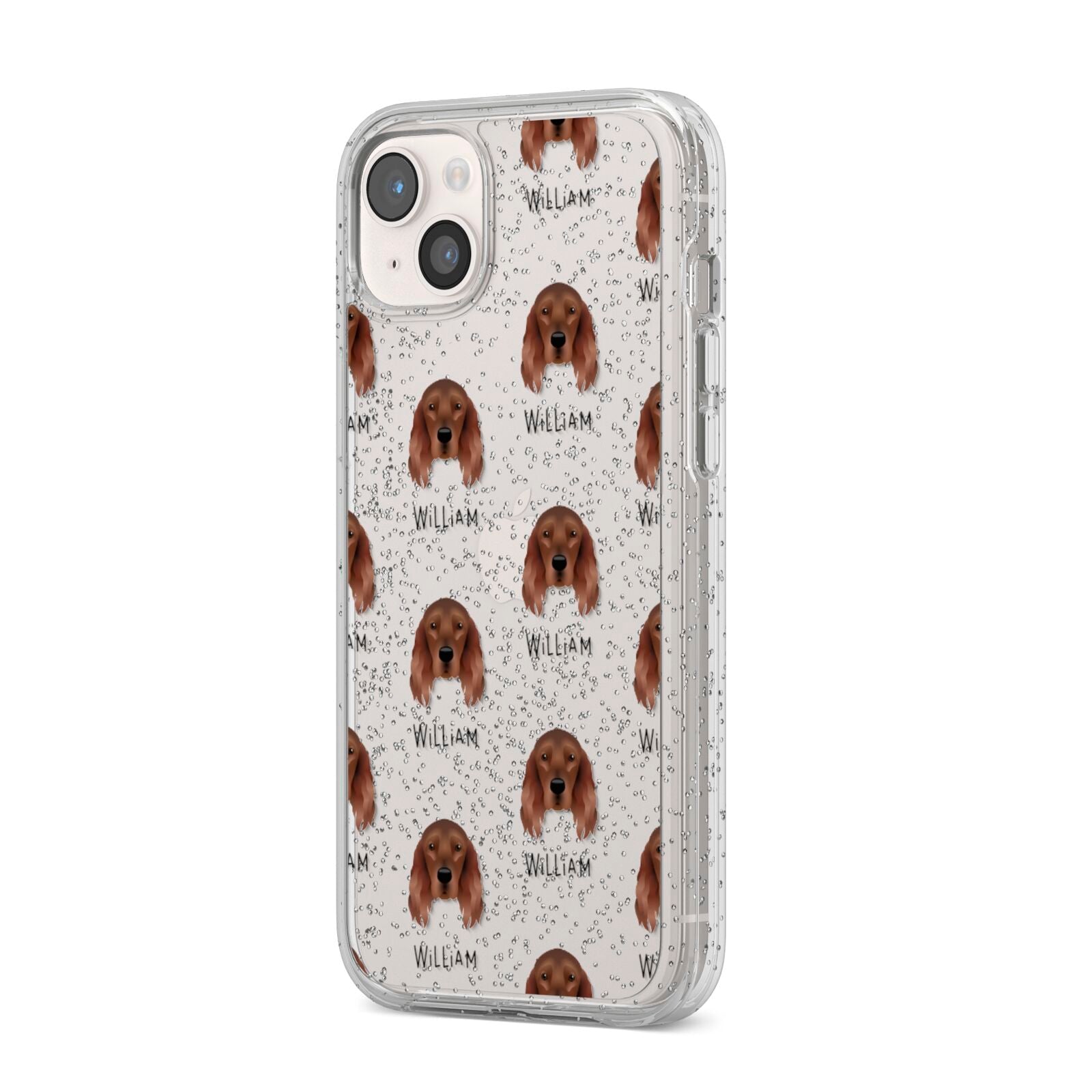 Irish Setter Icon with Name iPhone 14 Plus Glitter Tough Case Starlight Angled Image