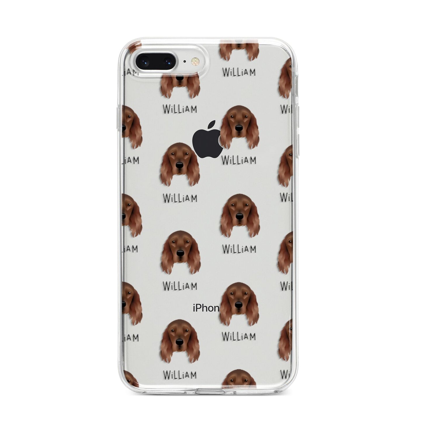 Irish Setter Icon with Name iPhone 8 Plus Bumper Case on Silver iPhone