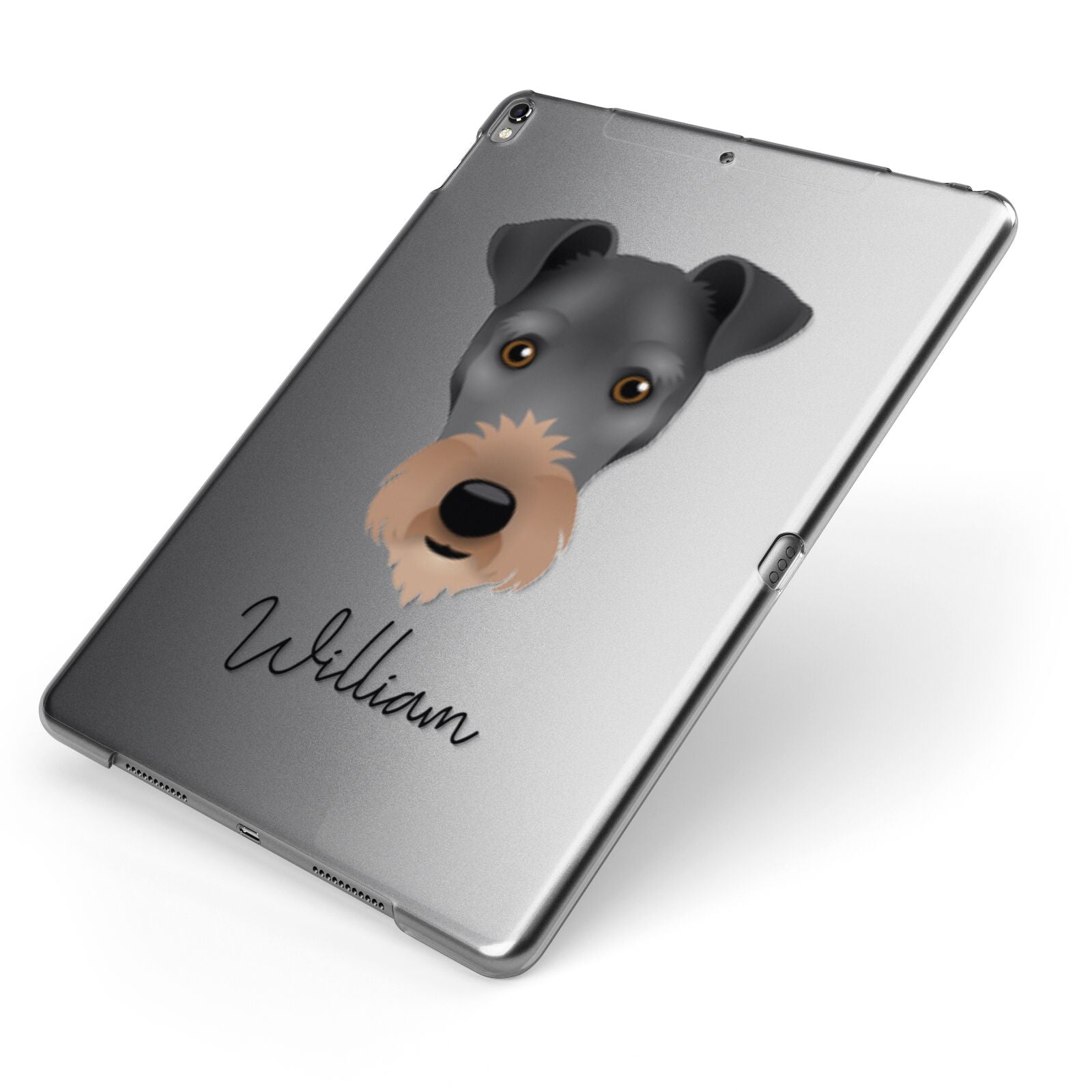 Irish Terrier Personalised Apple iPad Case on Grey iPad Side View