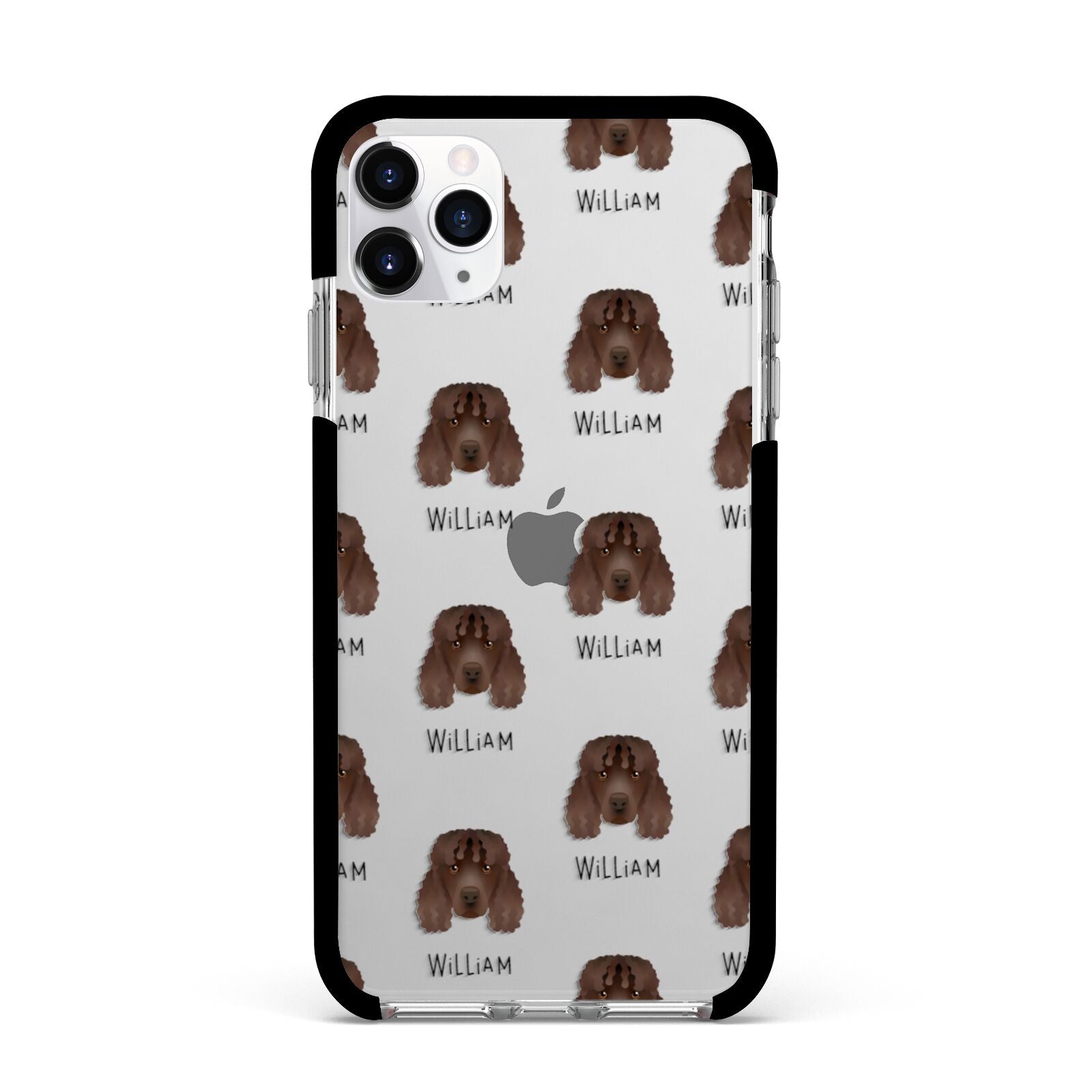Irish Water Spaniel Icon with Name Apple iPhone 11 Pro Max in Silver with Black Impact Case