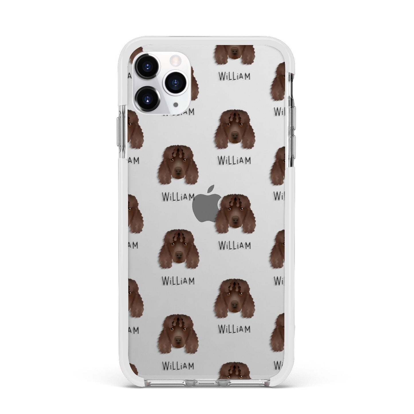 Irish Water Spaniel Icon with Name Apple iPhone 11 Pro Max in Silver with White Impact Case