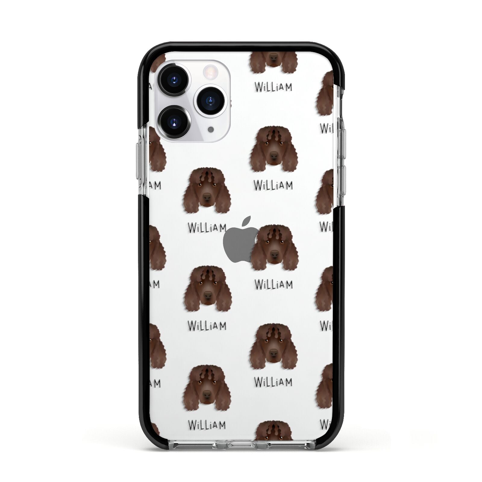 Irish Water Spaniel Icon with Name Apple iPhone 11 Pro in Silver with Black Impact Case