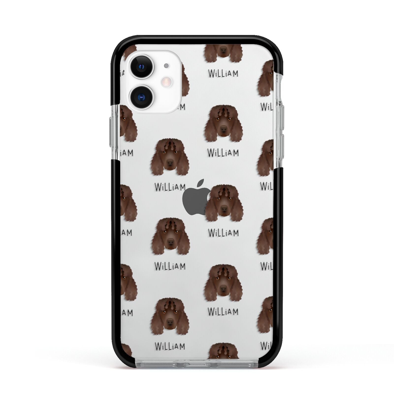 Irish Water Spaniel Icon with Name Apple iPhone 11 in White with Black Impact Case