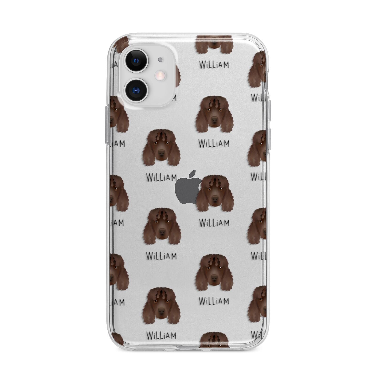 Irish Water Spaniel Icon with Name Apple iPhone 11 in White with Bumper Case