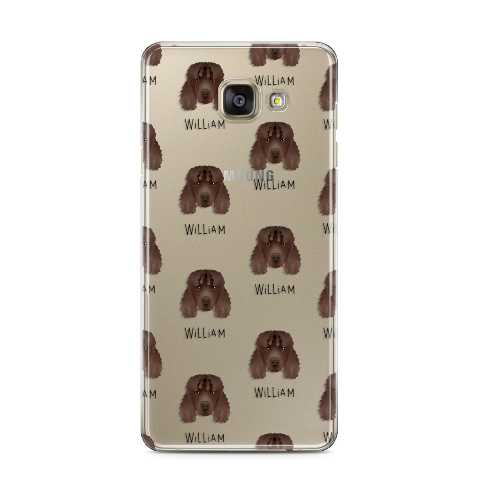 Irish Water Spaniel Icon with Name Samsung Galaxy A3 2016 Case on gold phone