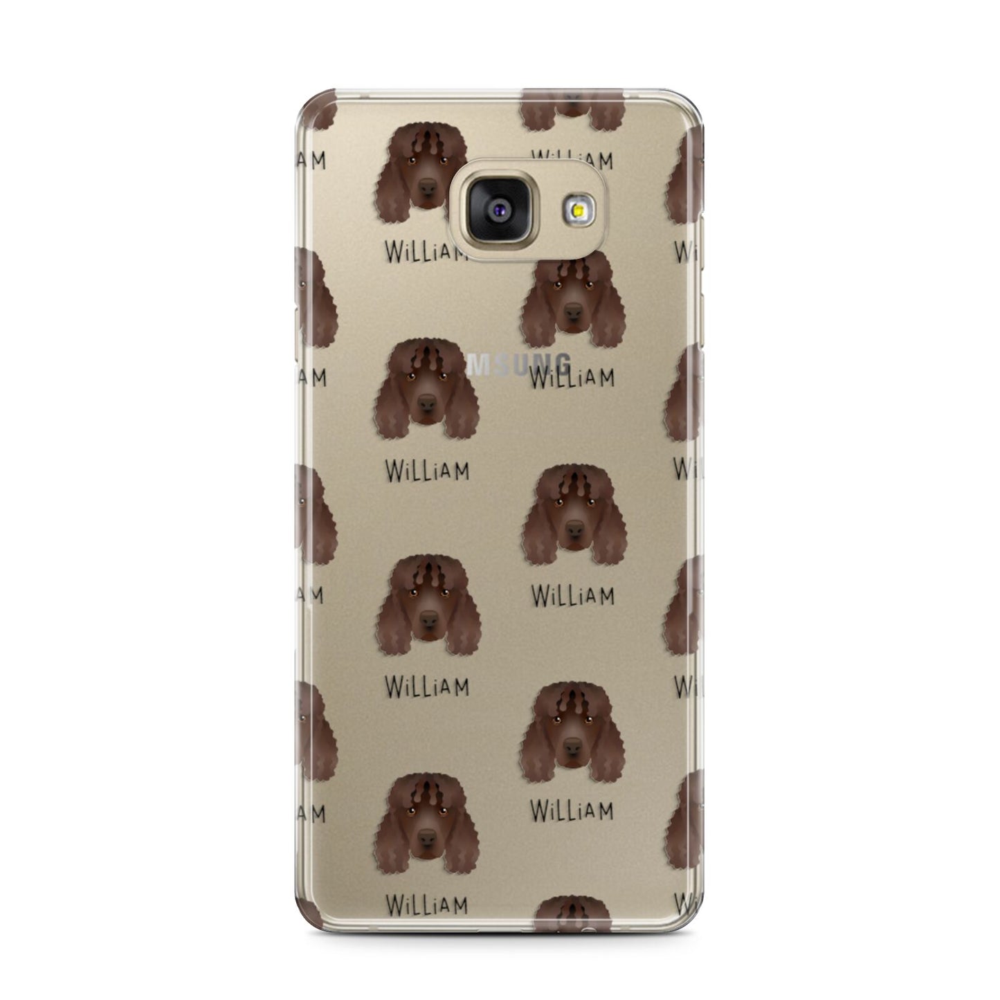 Irish Water Spaniel Icon with Name Samsung Galaxy A7 2016 Case on gold phone