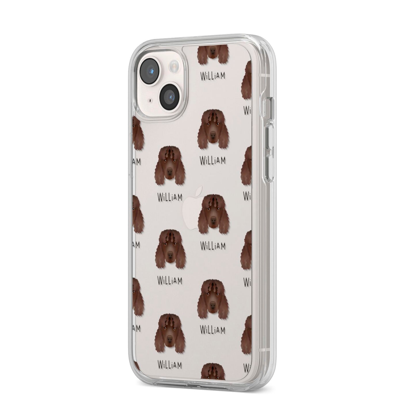 Irish Water Spaniel Icon with Name iPhone 14 Plus Clear Tough Case Starlight Angled Image