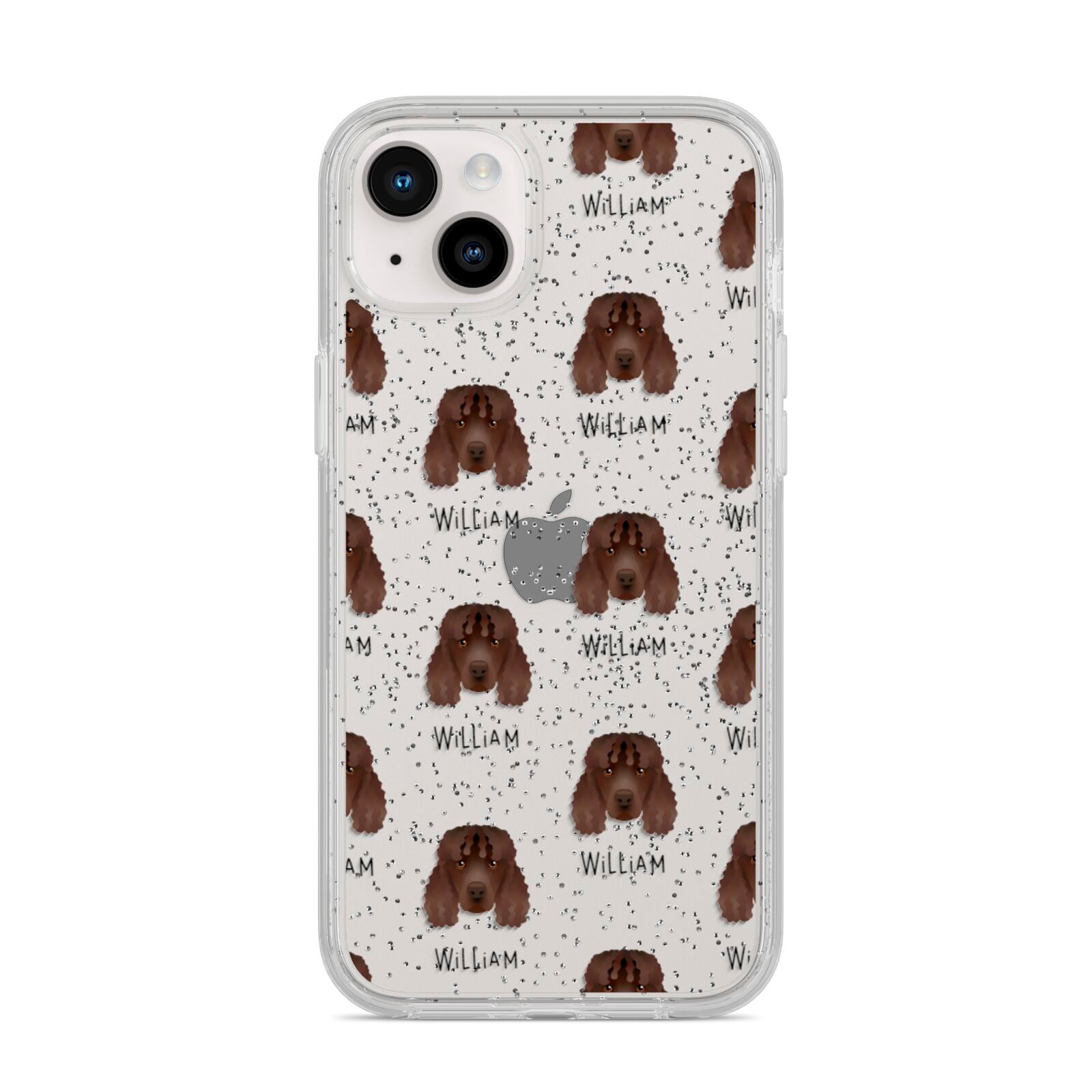 Irish Water Spaniel Icon with Name iPhone 14 Plus Glitter Tough Case Starlight