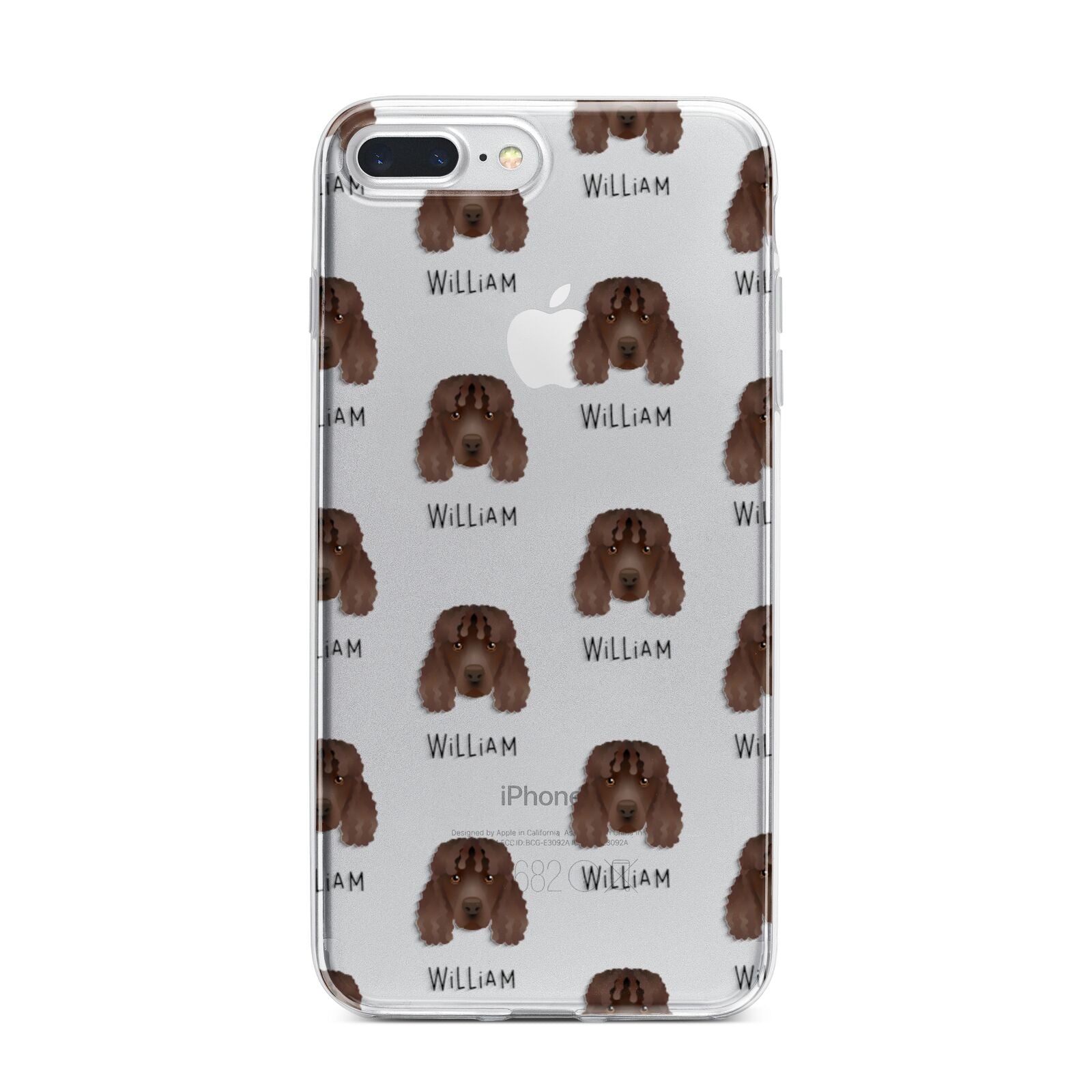 Irish Water Spaniel Icon with Name iPhone 7 Plus Bumper Case on Silver iPhone