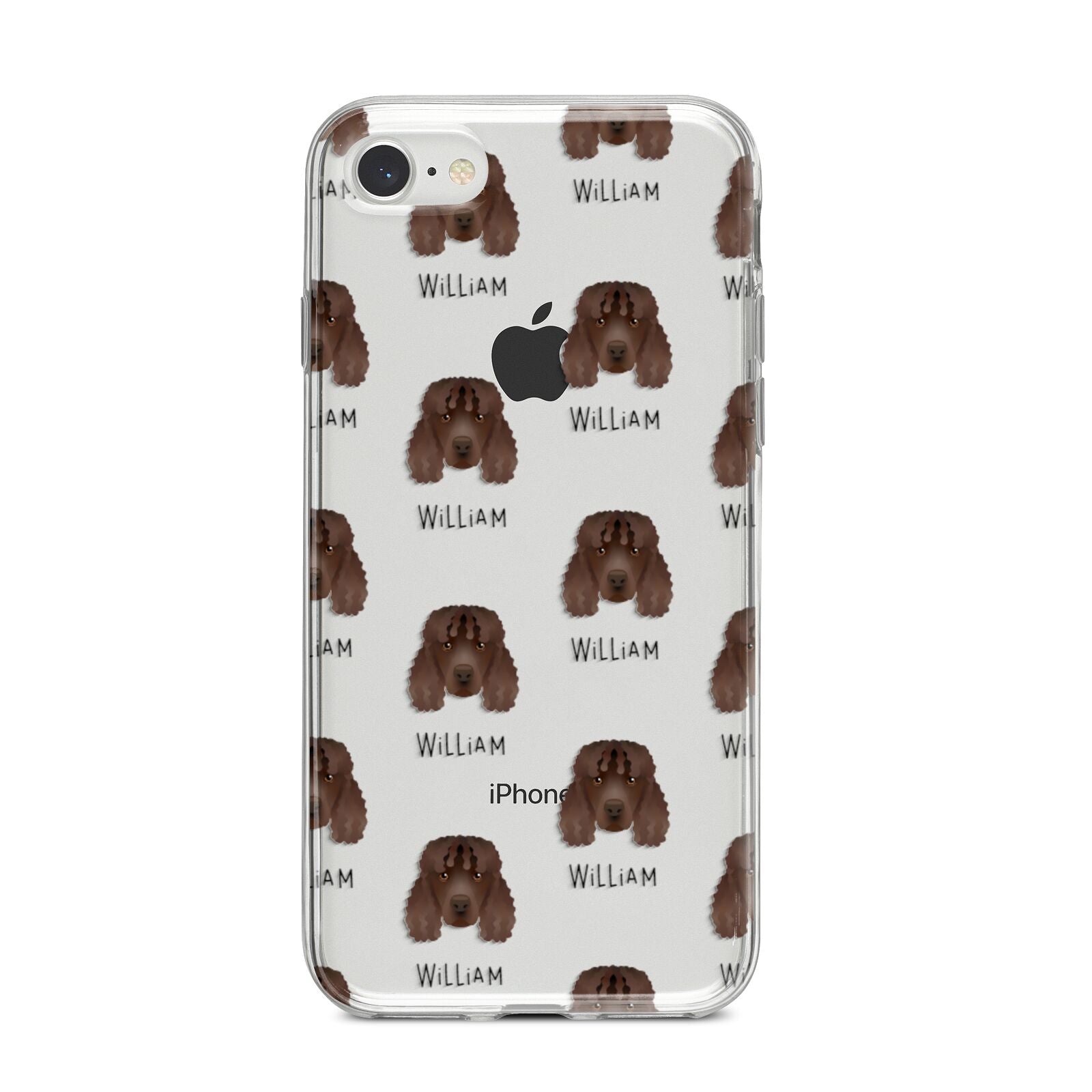 Irish Water Spaniel Icon with Name iPhone 8 Bumper Case on Silver iPhone
