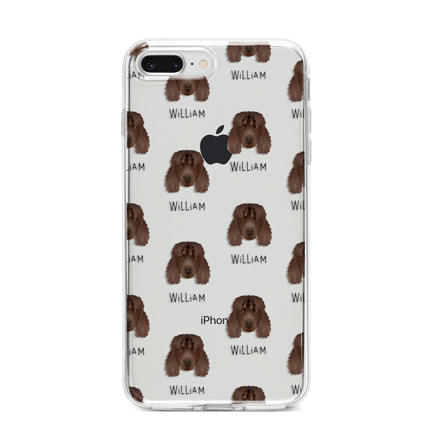 Irish Water Spaniel Icon with Name iPhone 8 Plus Bumper Case on Silver iPhone