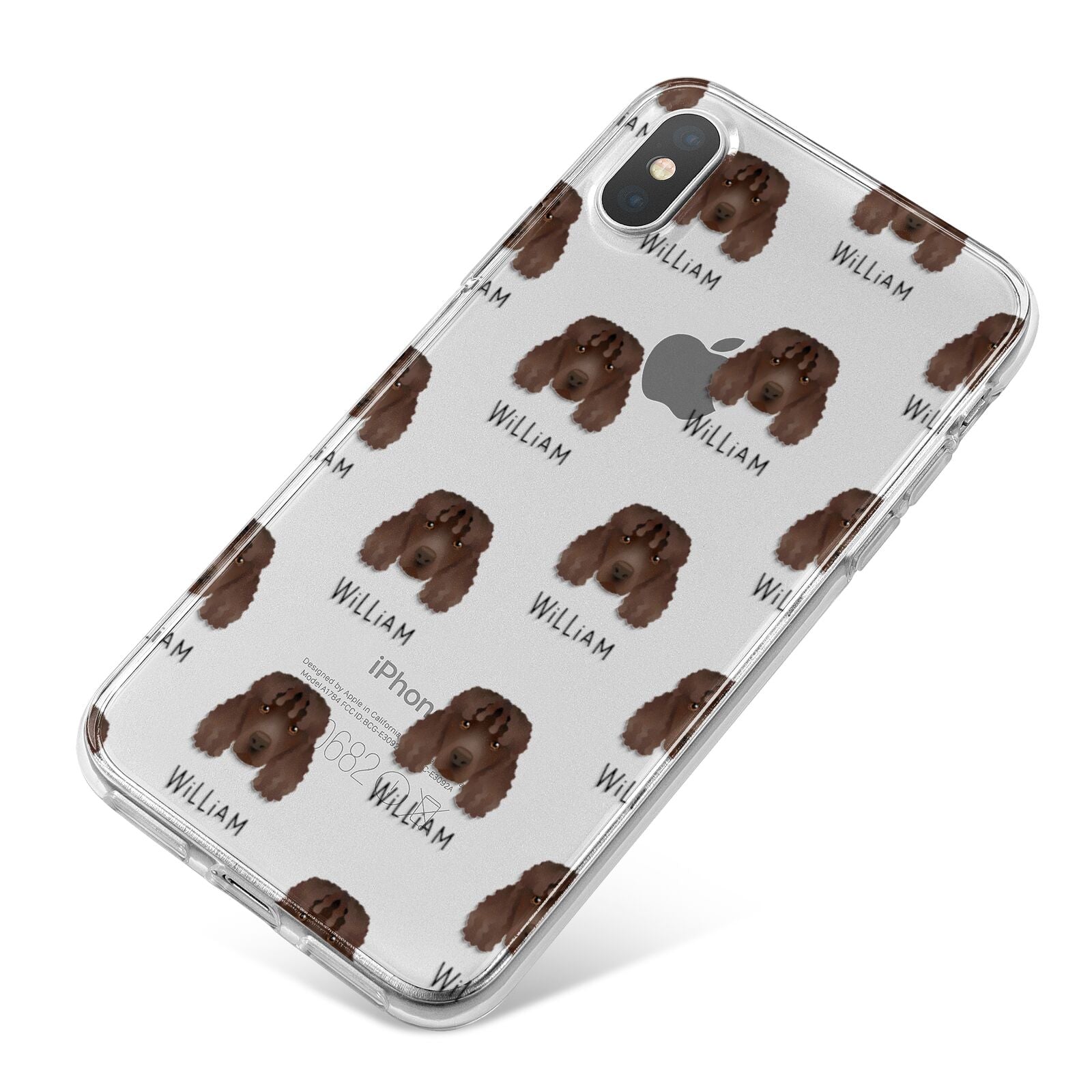 Irish Water Spaniel Icon with Name iPhone X Bumper Case on Silver iPhone