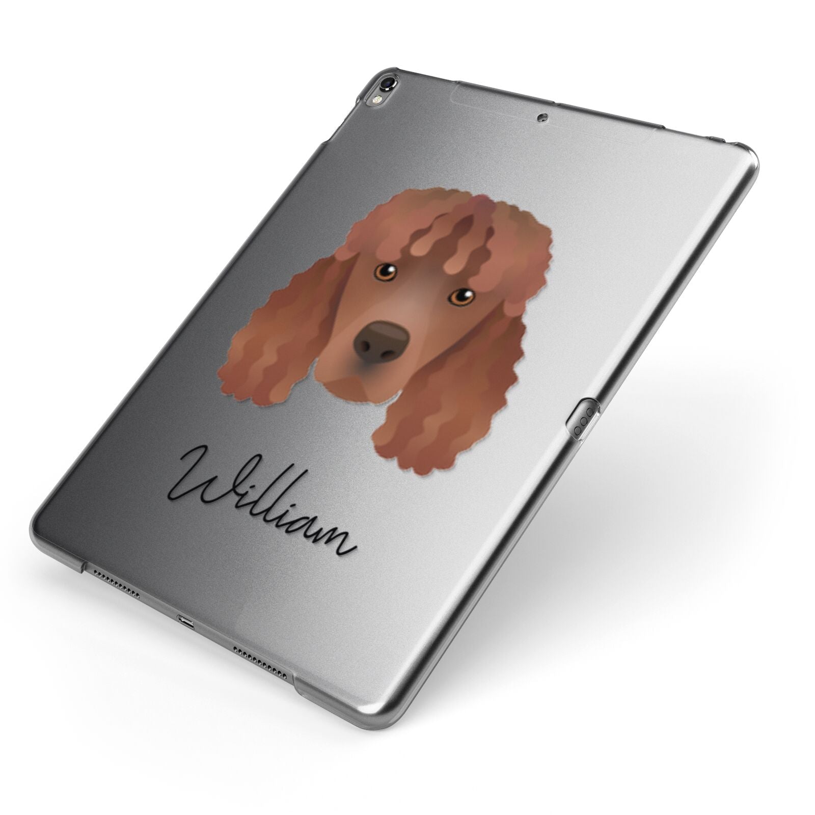 Irish Water Spaniel Personalised Apple iPad Case on Grey iPad Side View
