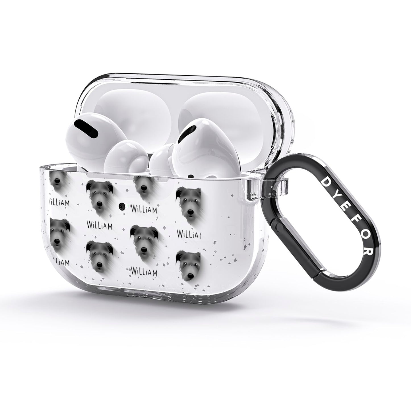 Irish Wolfhound Icon with Name AirPods Glitter Case 3rd Gen Side Image