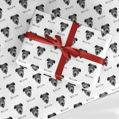 Irish Wolfhound Icon with Name Custom Wrapping Paper