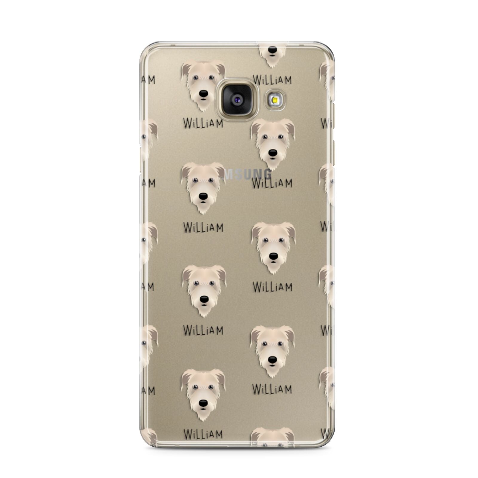 Irish Wolfhound Icon with Name Samsung Galaxy A3 2016 Case on gold phone