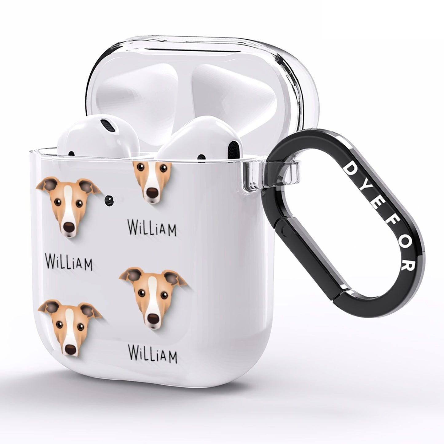 Italian Greyhound Icon with Name AirPods Clear Case Side Image