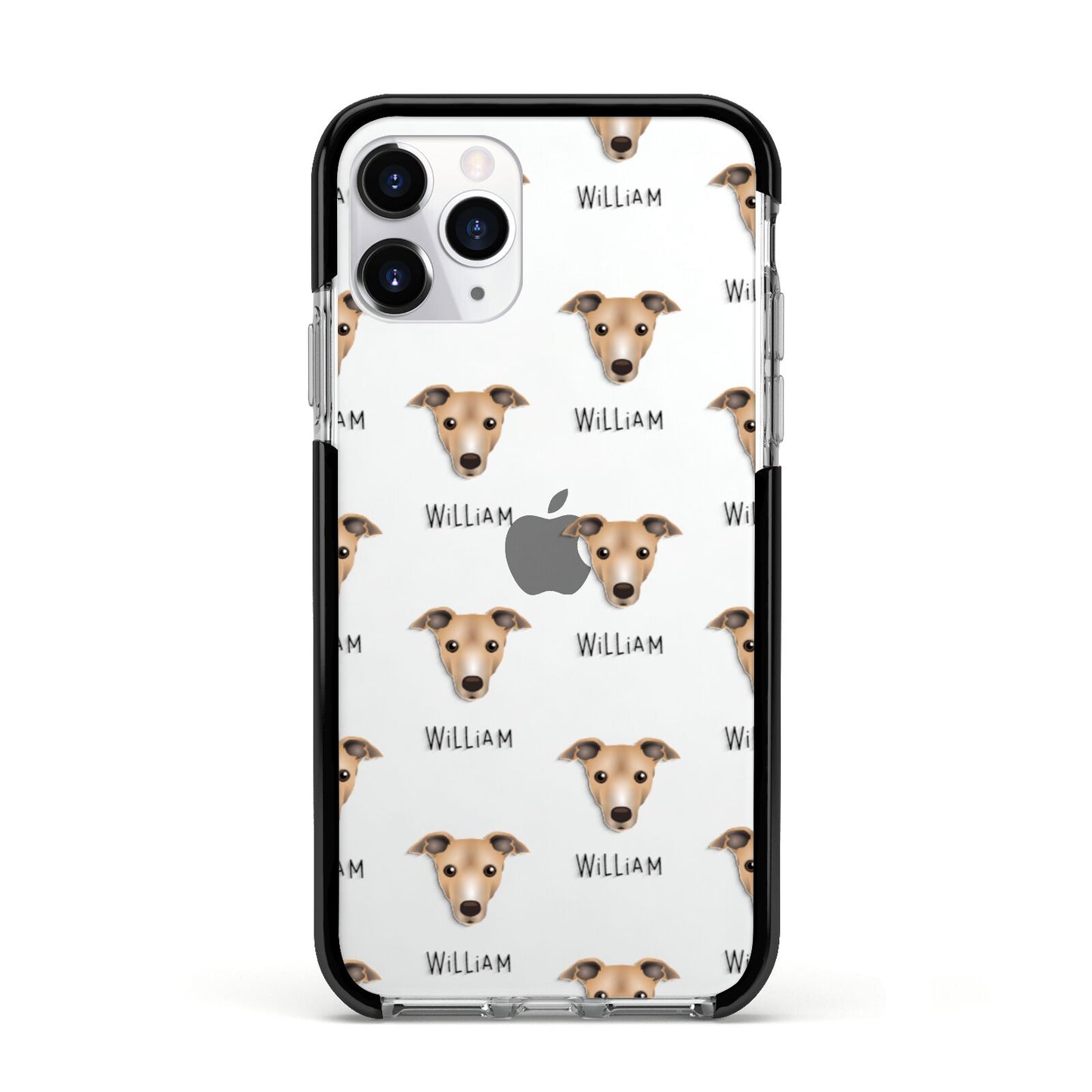 Italian Greyhound Icon with Name Apple iPhone 11 Pro in Silver with Black Impact Case