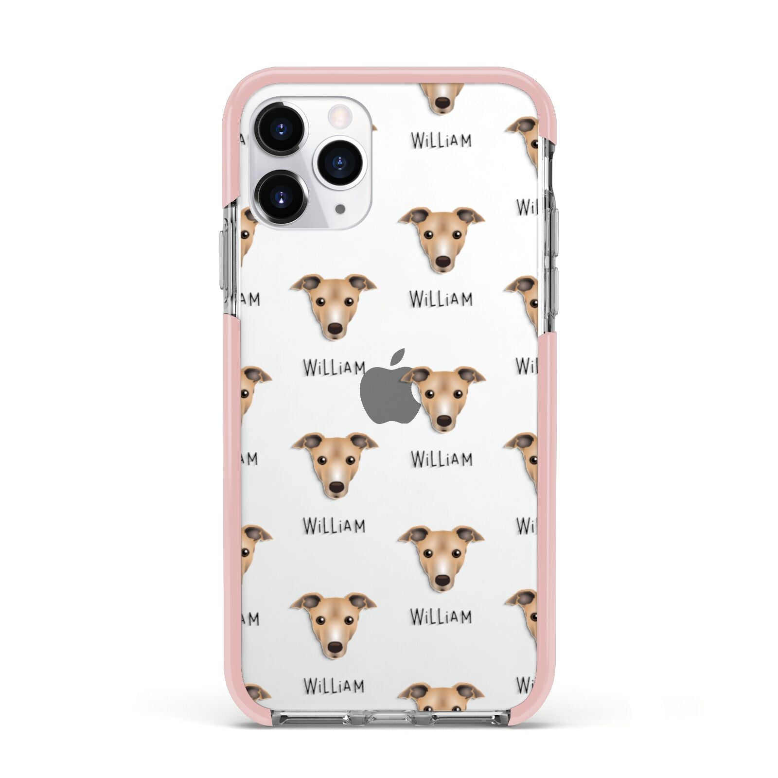 Italian Greyhound Icon with Name Apple iPhone 11 Pro in Silver with Pink Impact Case