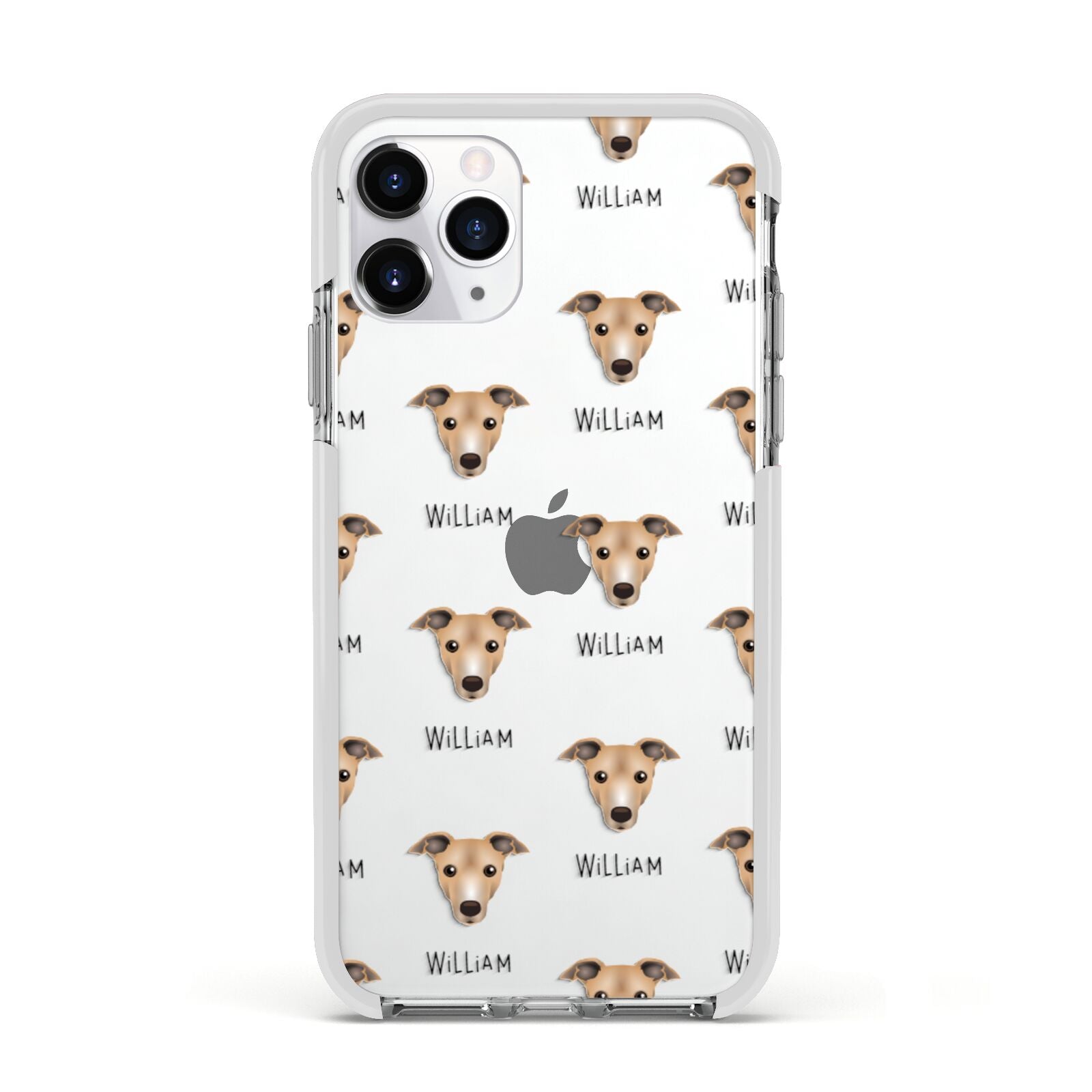 Italian Greyhound Icon with Name Apple iPhone 11 Pro in Silver with White Impact Case