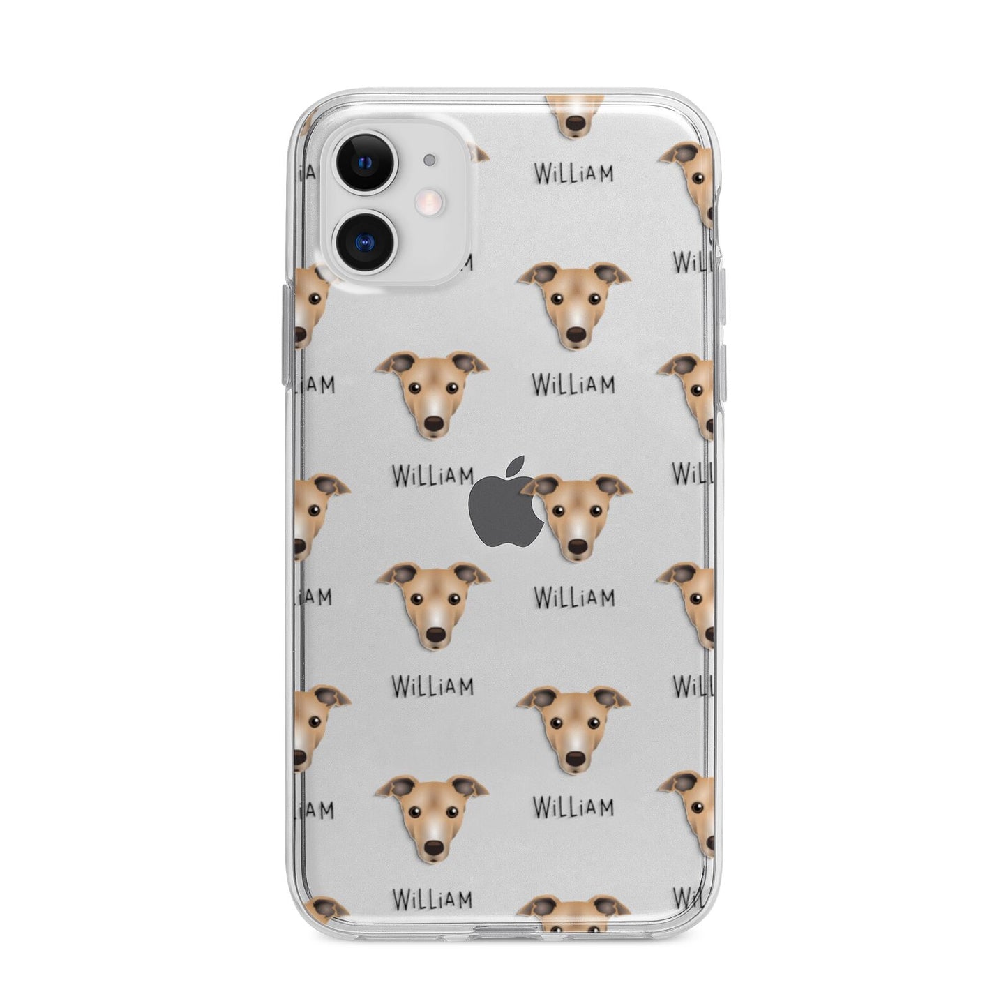 Italian Greyhound Icon with Name Apple iPhone 11 in White with Bumper Case