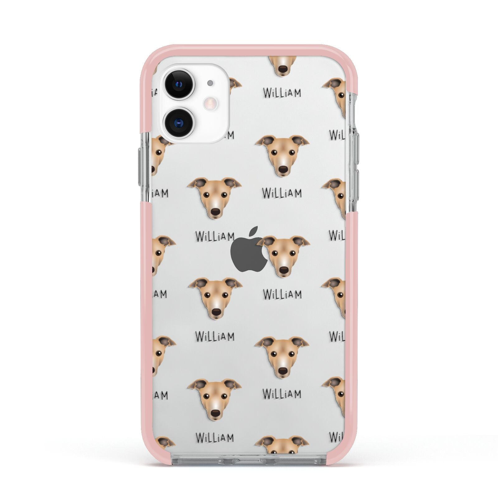 Italian Greyhound Icon with Name Apple iPhone 11 in White with Pink Impact Case