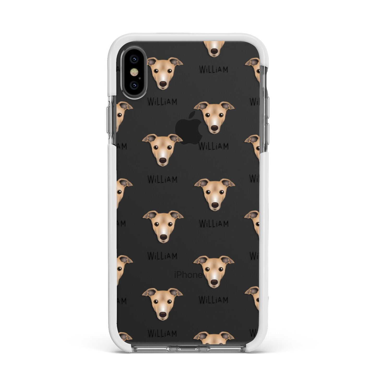 Italian Greyhound Icon with Name Apple iPhone Xs Max Impact Case White Edge on Black Phone