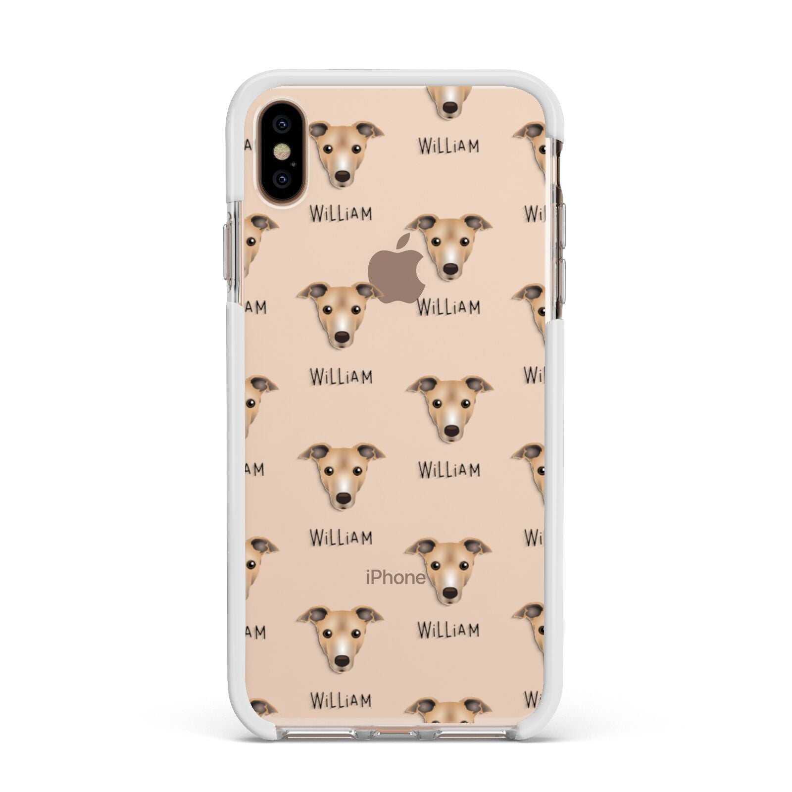 Italian Greyhound Icon with Name Apple iPhone Xs Max Impact Case White Edge on Gold Phone
