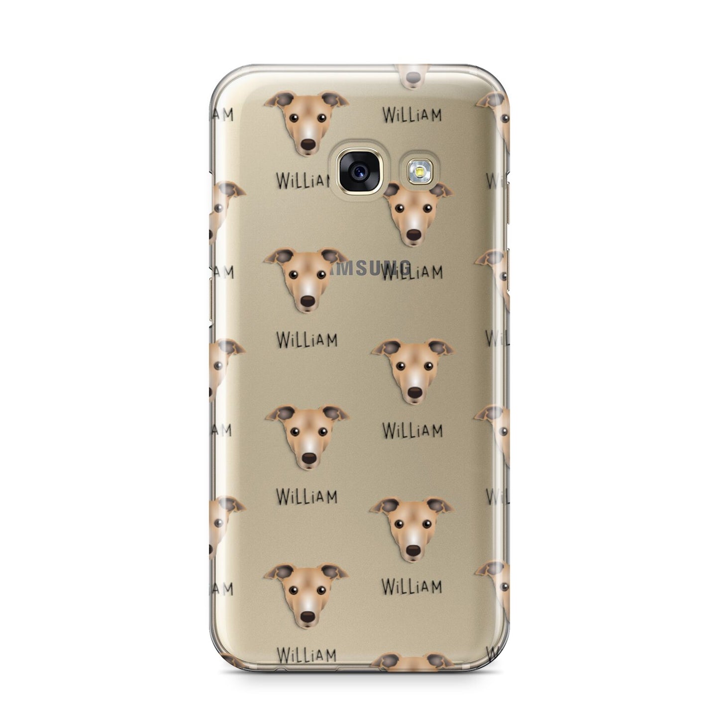 Italian Greyhound Icon with Name Samsung Galaxy A3 2017 Case on gold phone