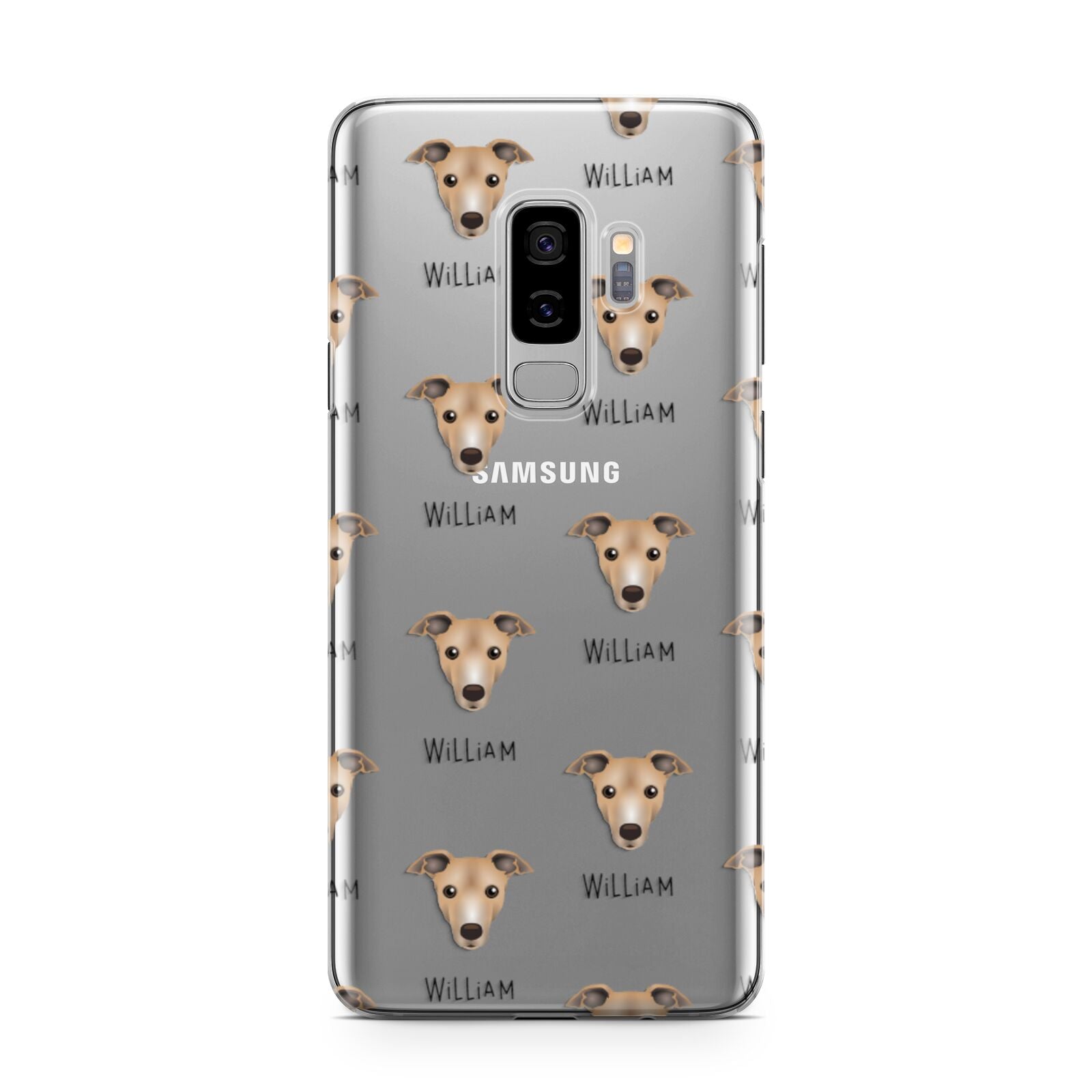 Italian Greyhound Icon with Name Samsung Galaxy S9 Plus Case on Silver phone