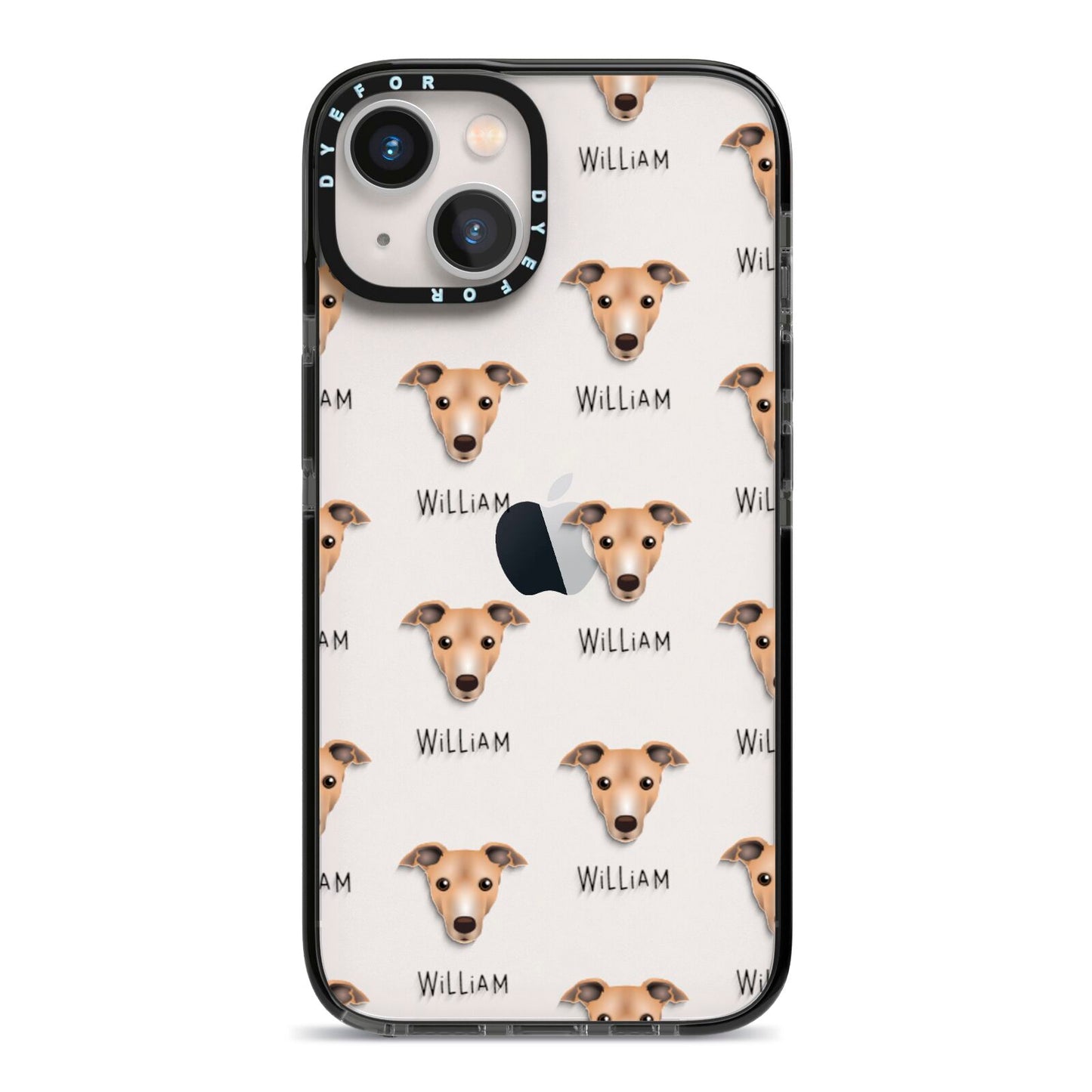 Italian Greyhound Icon with Name iPhone 13 Black Impact Case on Silver phone