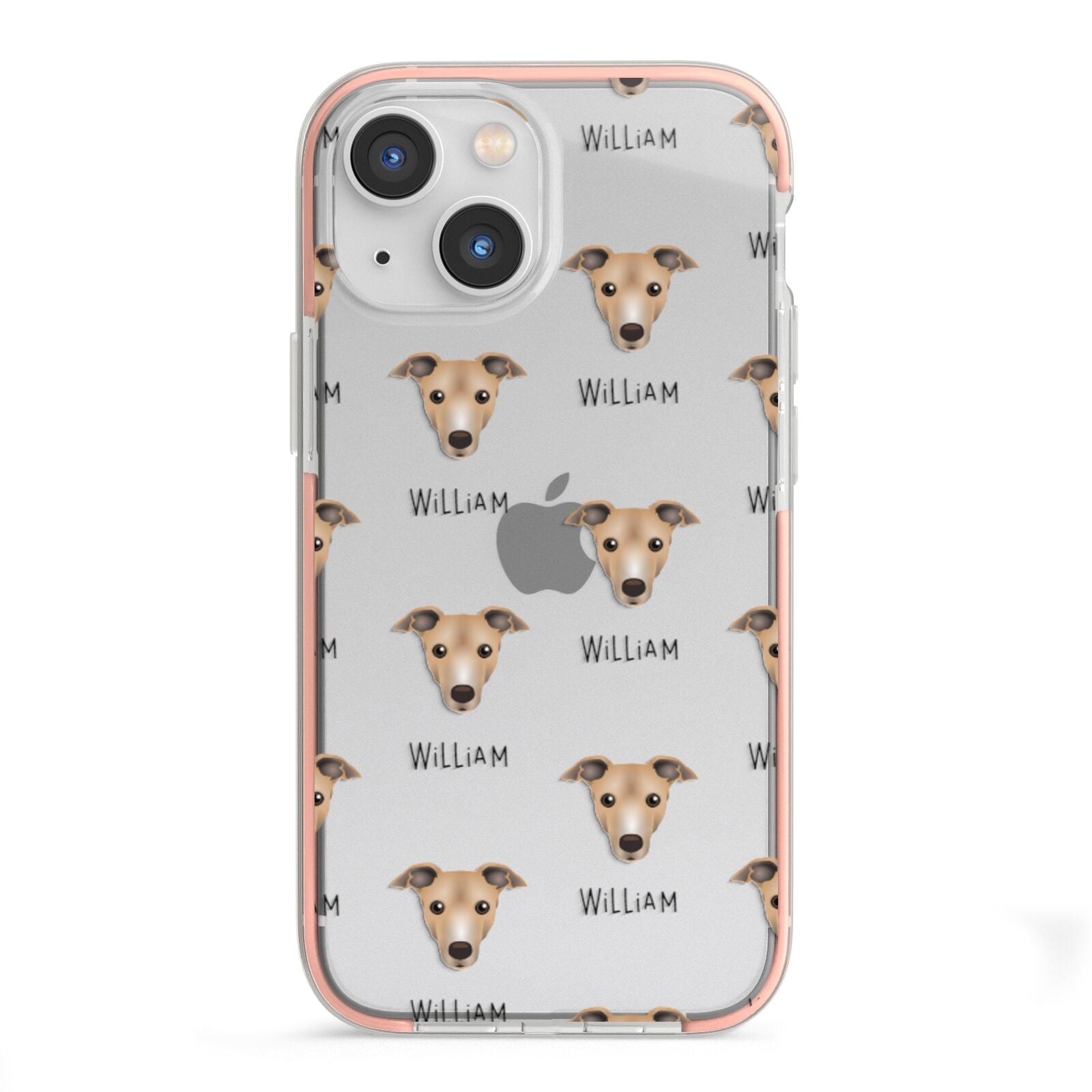 Italian Greyhound Icon with Name iPhone 13 Mini TPU Impact Case with Pink Edges