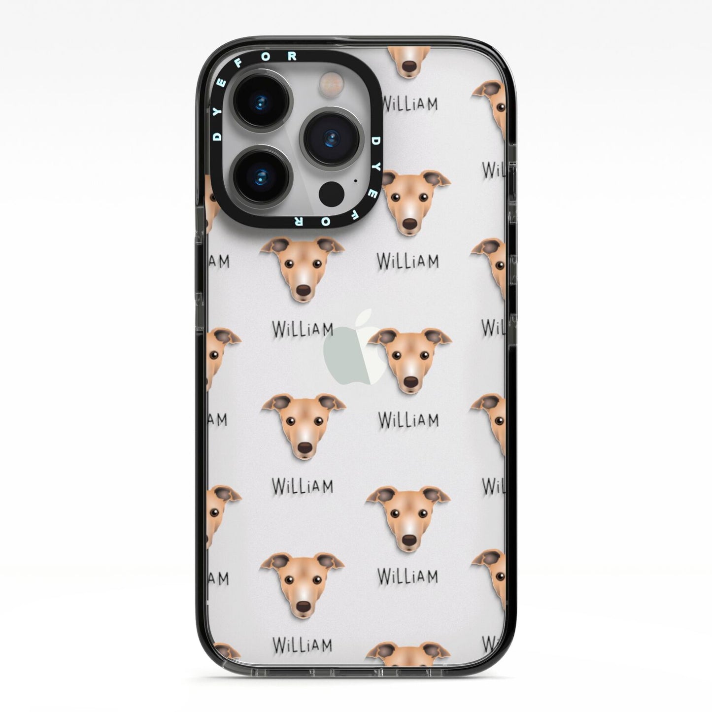 Italian Greyhound Icon with Name iPhone 13 Pro Black Impact Case on Silver phone