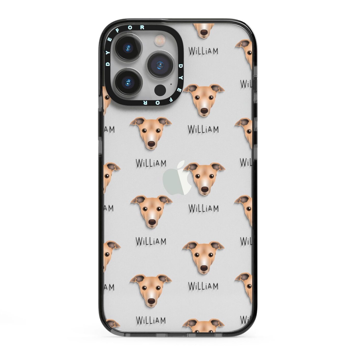 Italian Greyhound Icon with Name iPhone 13 Pro Max Black Impact Case on Silver phone