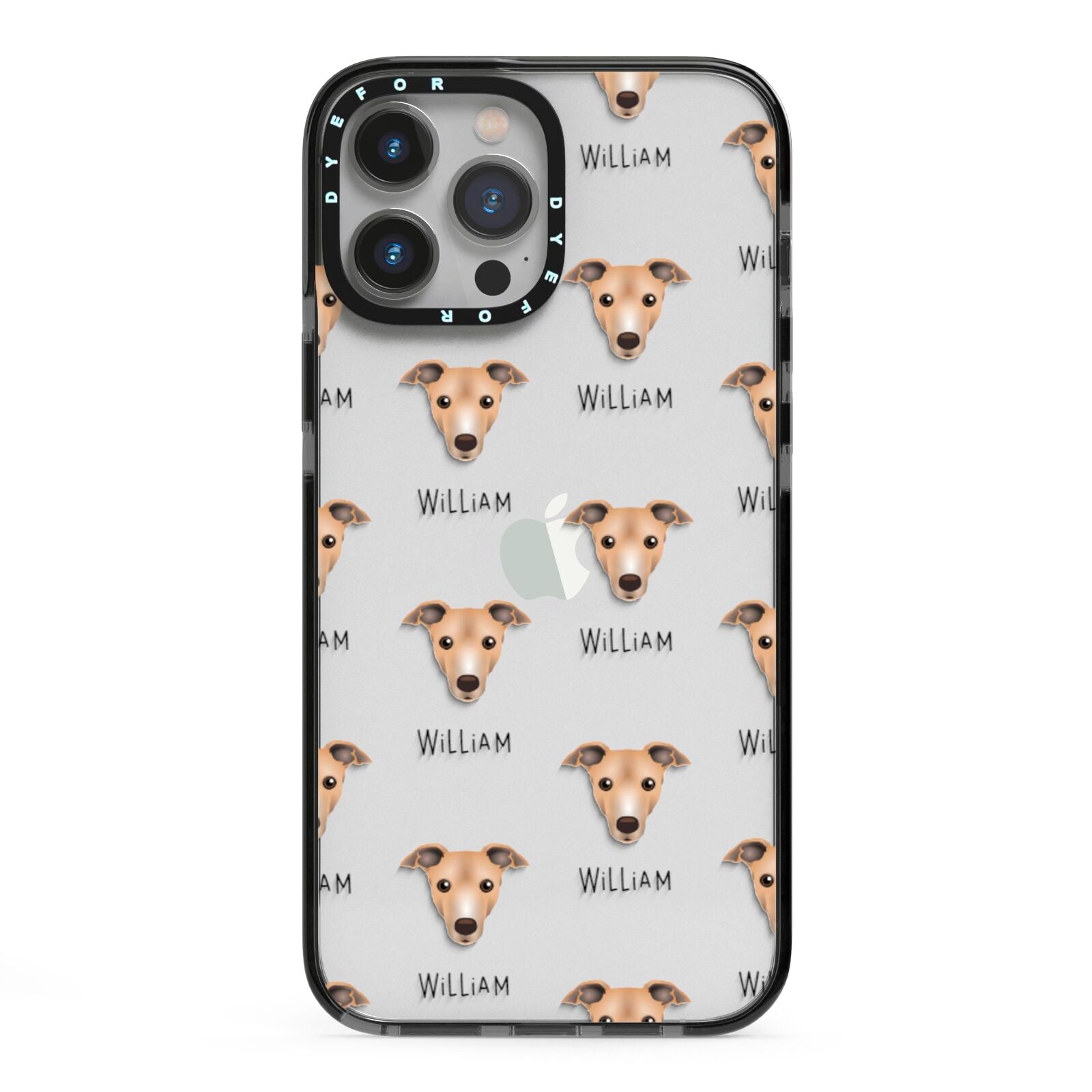Italian Greyhound Icon with Name iPhone 13 Pro Max Black Impact Case on Silver phone