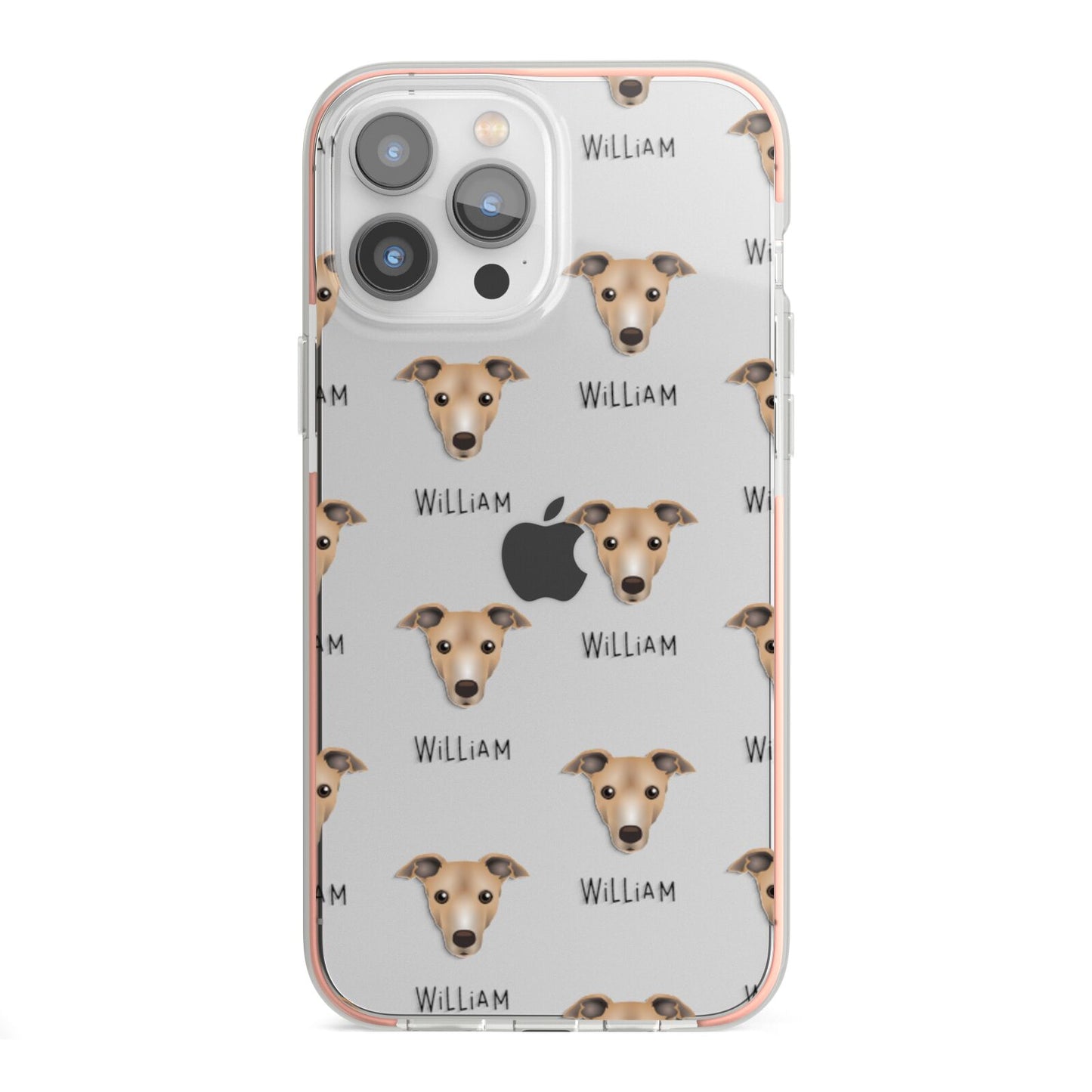 Italian Greyhound Icon with Name iPhone 13 Pro Max TPU Impact Case with Pink Edges