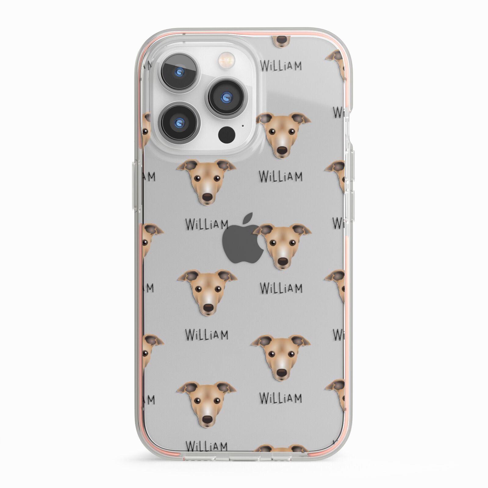 Italian Greyhound Icon with Name iPhone 13 Pro TPU Impact Case with Pink Edges