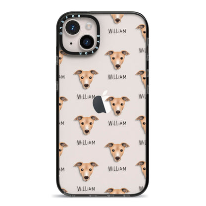 Italian Greyhound Icon with Name iPhone 14 Plus Black Impact Case on Silver phone