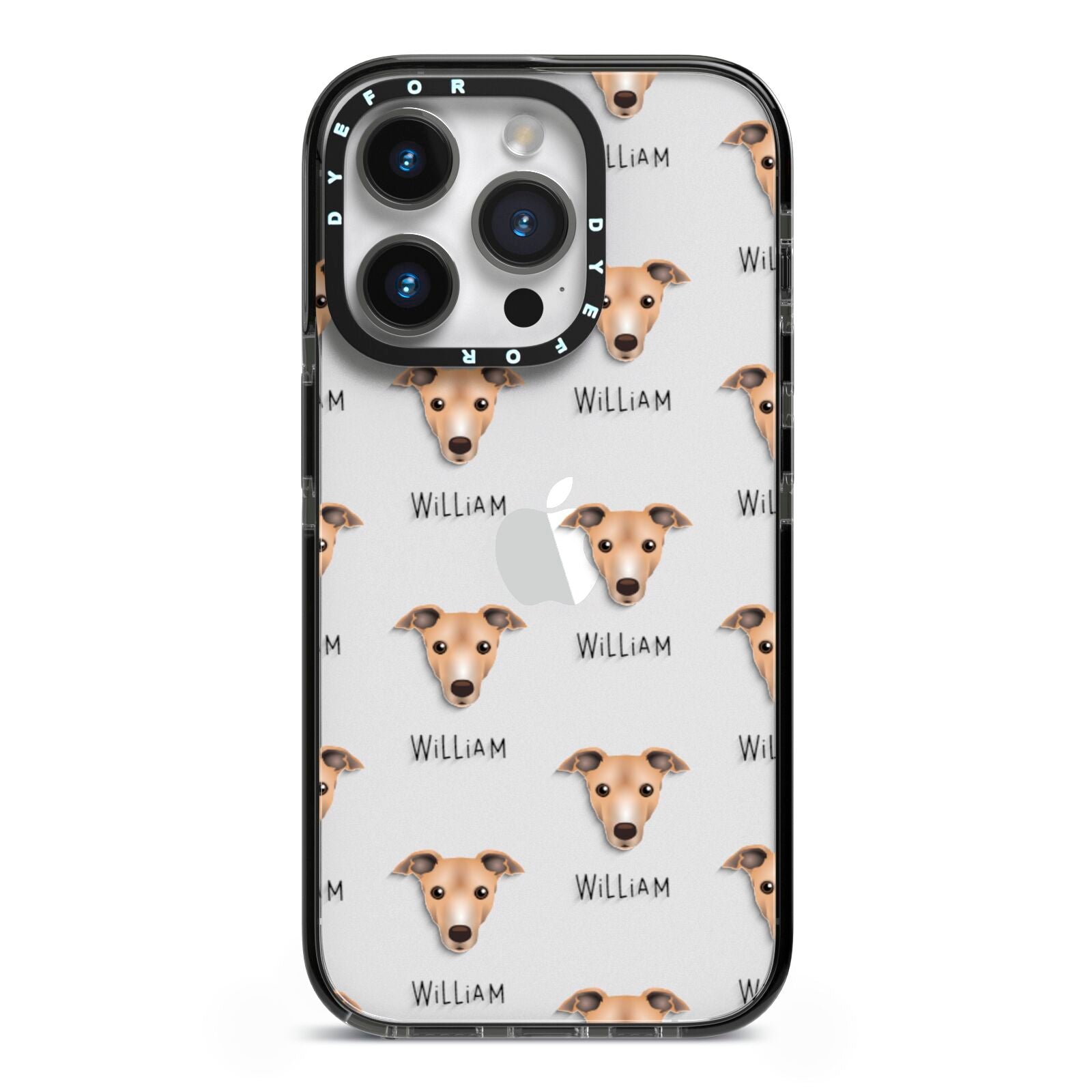 Italian Greyhound Icon with Name iPhone 14 Pro Black Impact Case on Silver phone