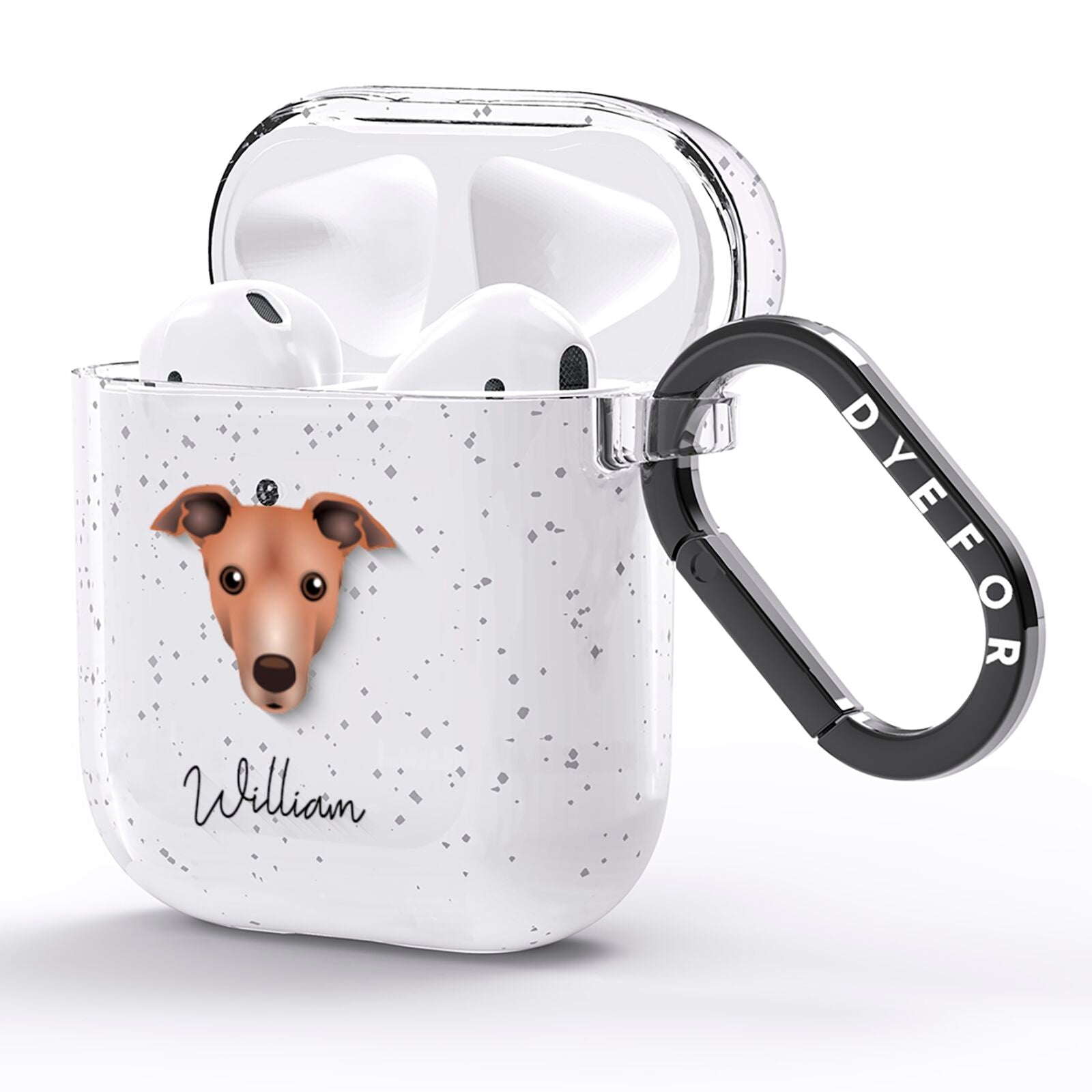Italian Greyhound Personalised AirPods Glitter Case Side Image