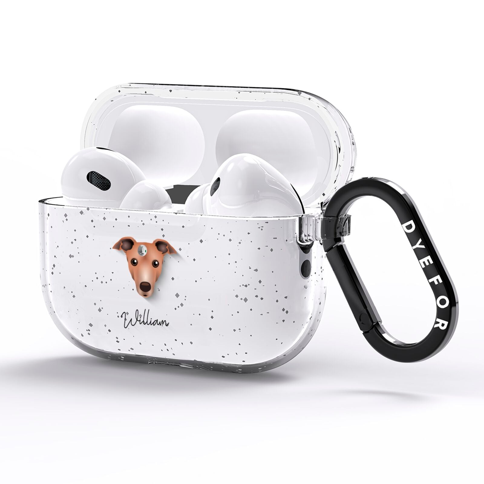 Italian Greyhound Personalised AirPods Pro Glitter Case Side Image