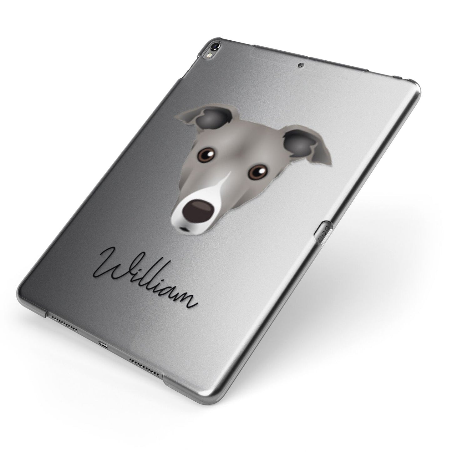 Italian Greyhound Personalised Apple iPad Case on Grey iPad Side View