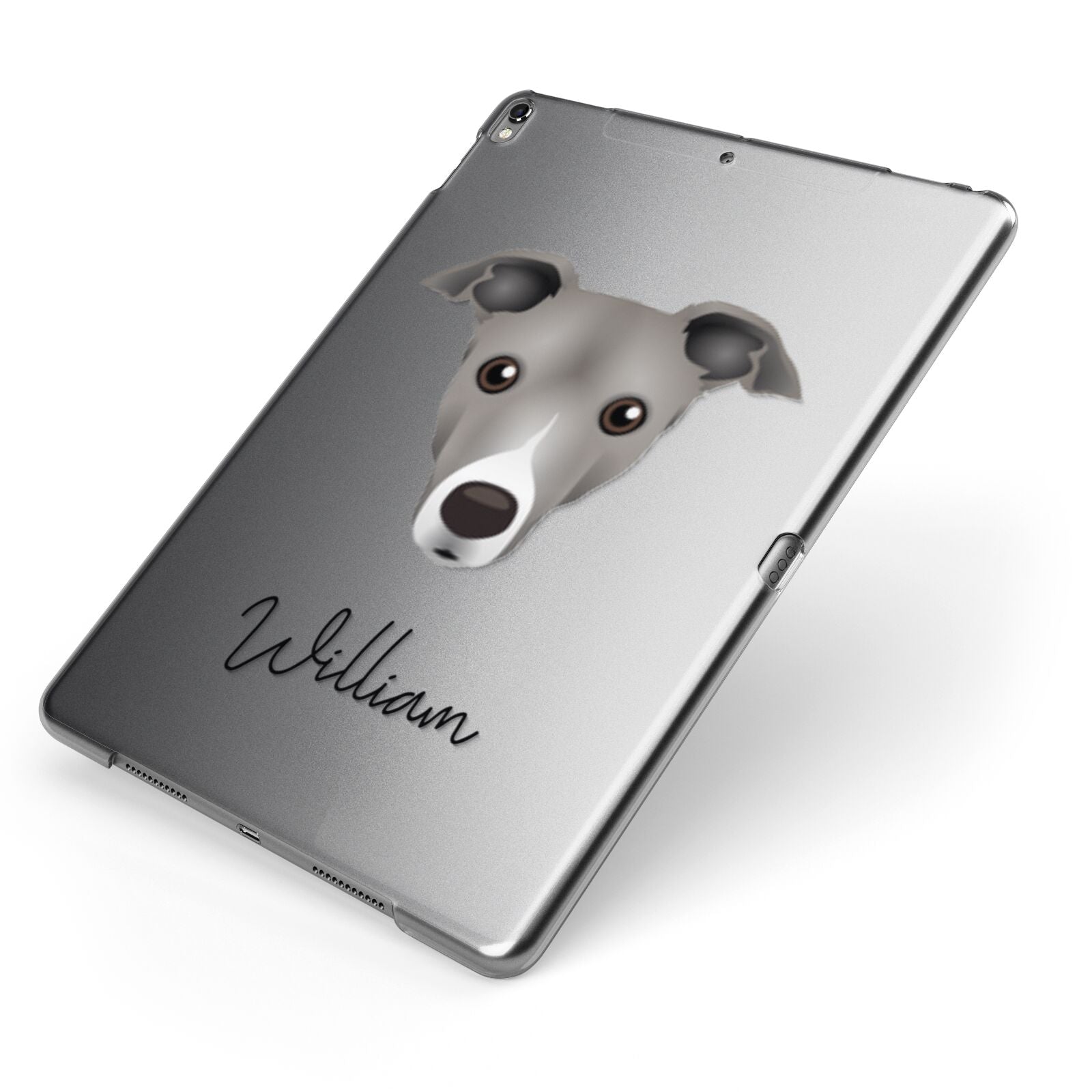 Italian Greyhound Personalised Apple iPad Case on Grey iPad Side View