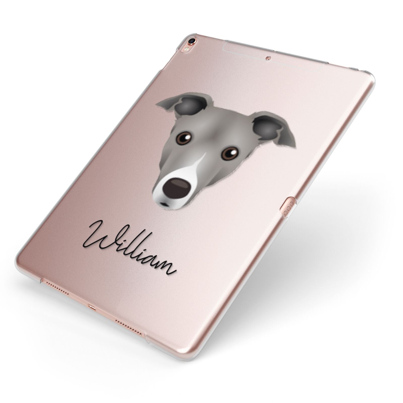 Italian Greyhound Personalised Apple iPad Case on Rose Gold iPad Side View