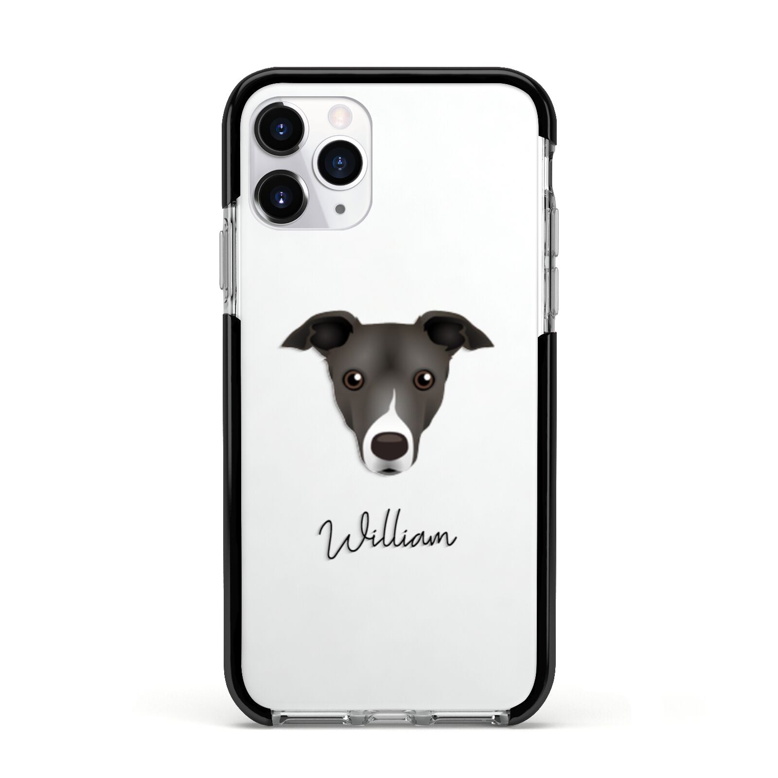Italian Greyhound Personalised Apple iPhone 11 Pro in Silver with Black Impact Case