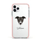 Italian Greyhound Personalised Apple iPhone 11 Pro in Silver with Pink Impact Case